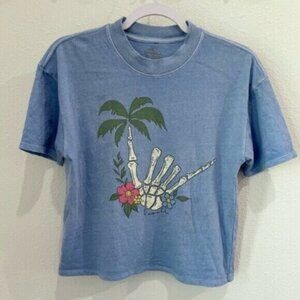 O’Neill Skeleton Surf Beach Short Sleeve Top Distressed Oversized Boxy Tee